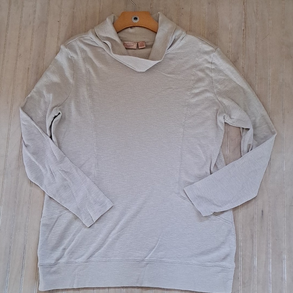 NorthCrest Classic Oversized Shawl Collar Pullover Sweater Beige Neutral Knit